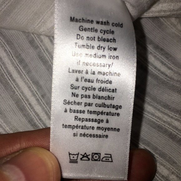 Rag & Bone Top Womens XS White Striped Cropped 100% Cotton 3/4 Sleeve Pullover - Picture 7 of 9